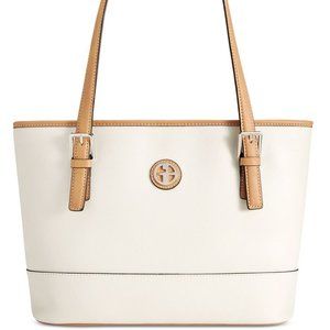 Giani Bernini White/Luggage Brown Saffiano Tote/Shoulder Bag- Large - NWOT